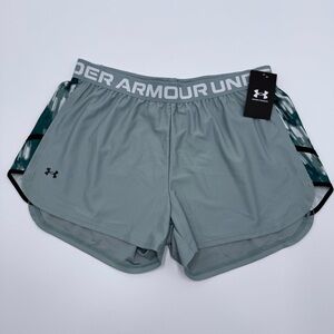 NWT Under Armour Women’s Play Up Inset Shorts Green Large Moisture-Wicking